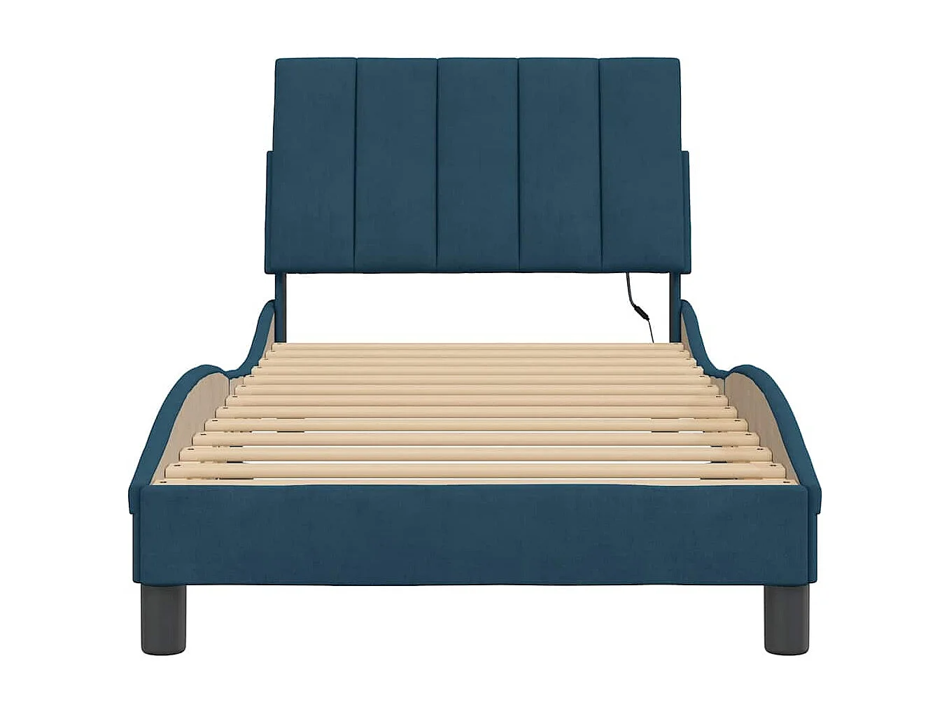 Bedframe met LED zonder matras "Hanko"  fluweel blauw 80x200 cm