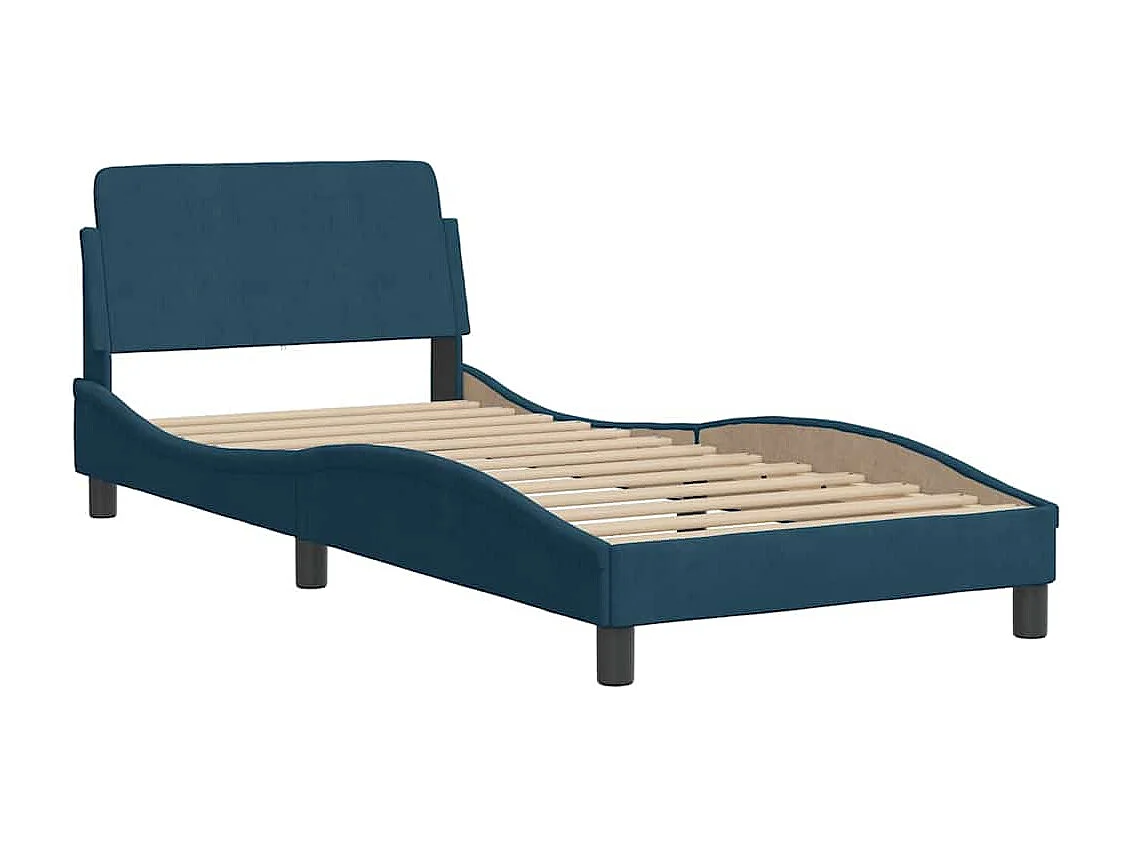 Bedframe met LED zonder matras "Hanko"  fluweel blauw 80x200 cm