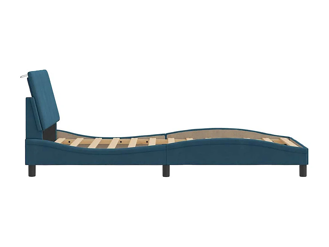 Bedframe met LED zonder matras "Hanko"  fluweel blauw 80x200 cm