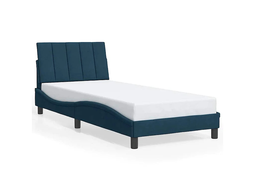 Estrutura de cama com LED sem colchão Hanko 80x200 cm veludo azul