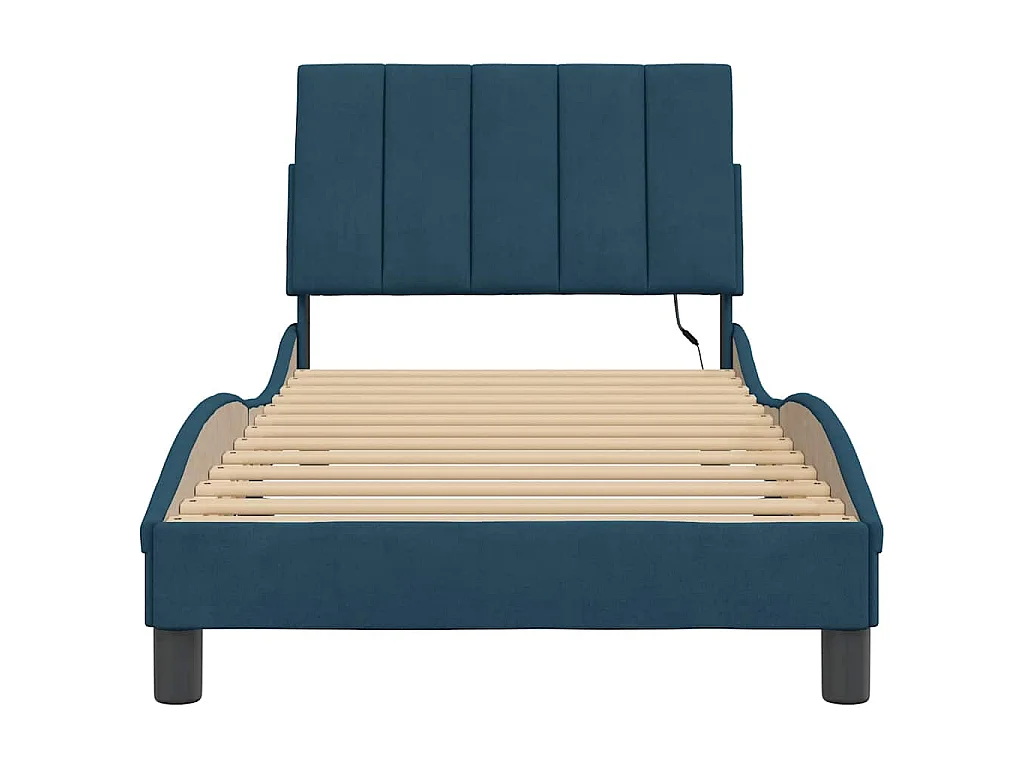 Estrutura de cama com LED sem colchão Hanko 80x200 cm veludo azul