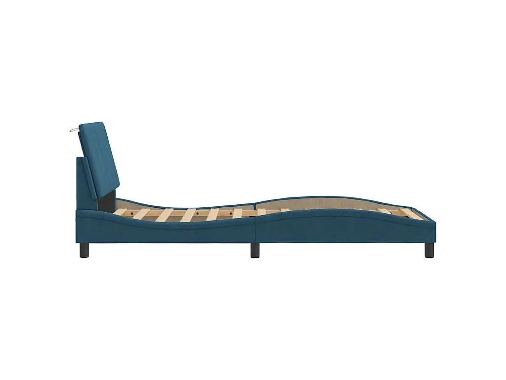 Estrutura de cama com LED sem colchão Hanko 80x200 cm veludo azul