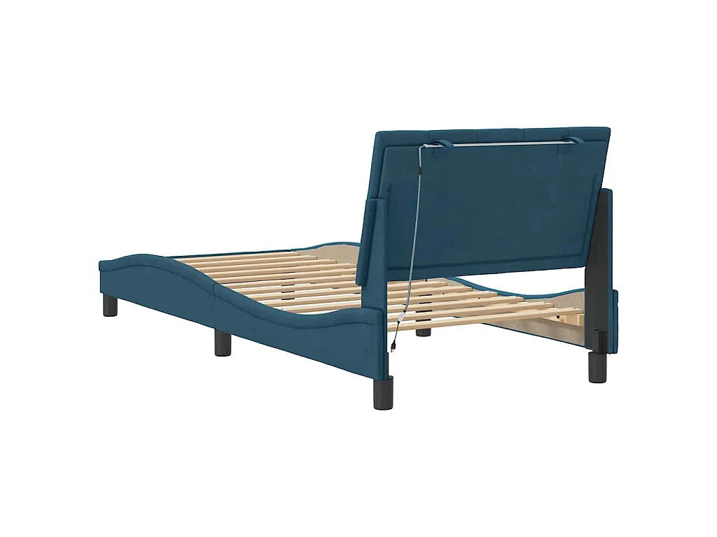 Estrutura de cama com LED sem colchão Hanko 80x200 cm veludo azul