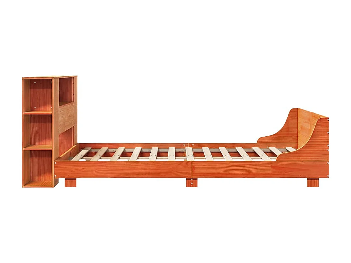 Cadre de lit sans matelas cire marron 135x190cm bois pin massif