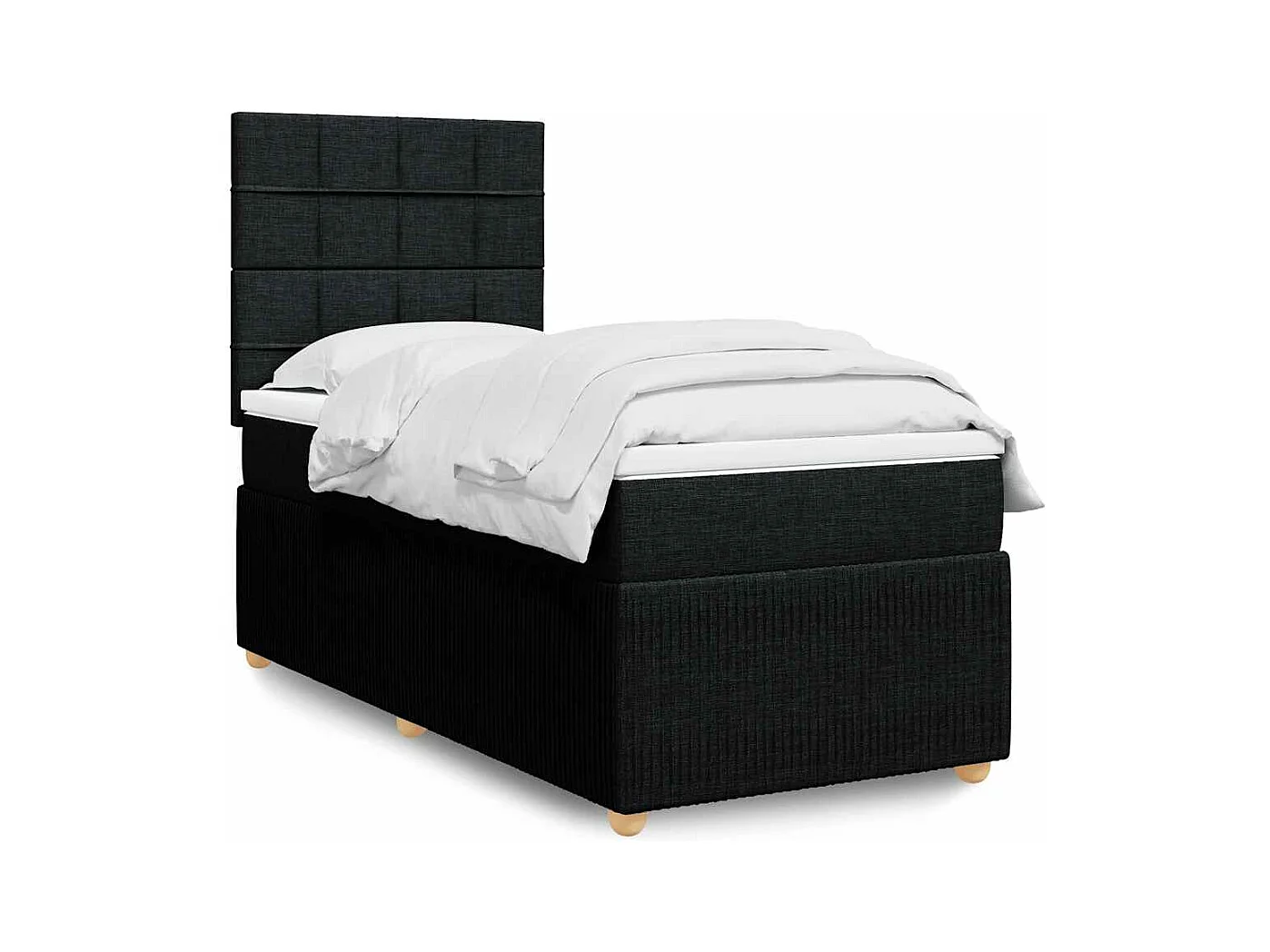 Boxspringbett mit Matratze Schwarz 80x200 cm Stoff