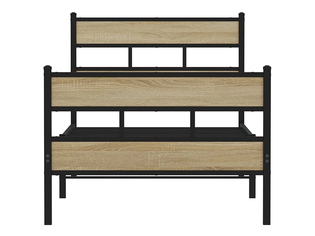 Cadre de lit en métal sans matelas chêne sonoma 75x190 cm