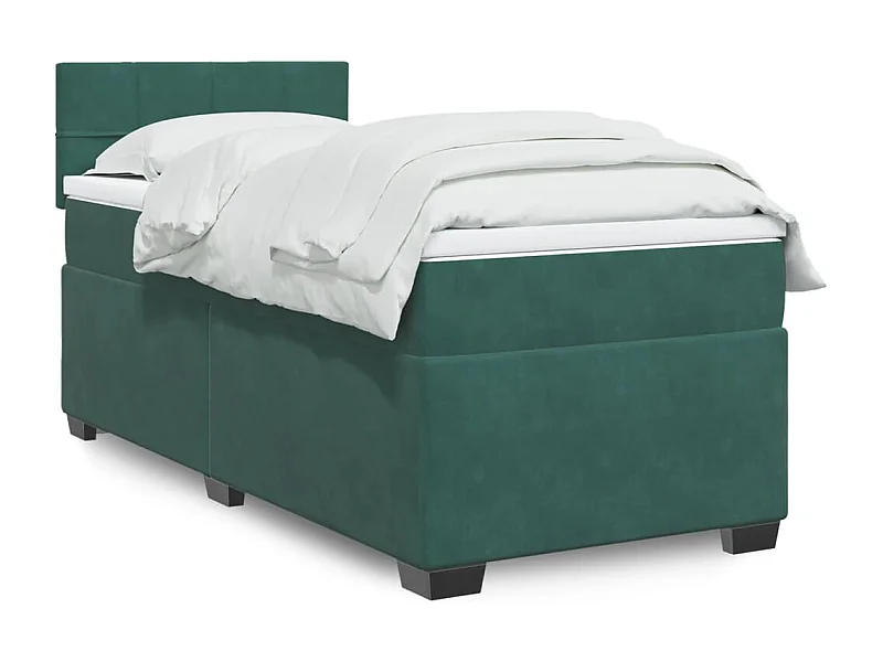 Boxspringbett mit Matratze Dunkelgrün 80x200 cm Samt