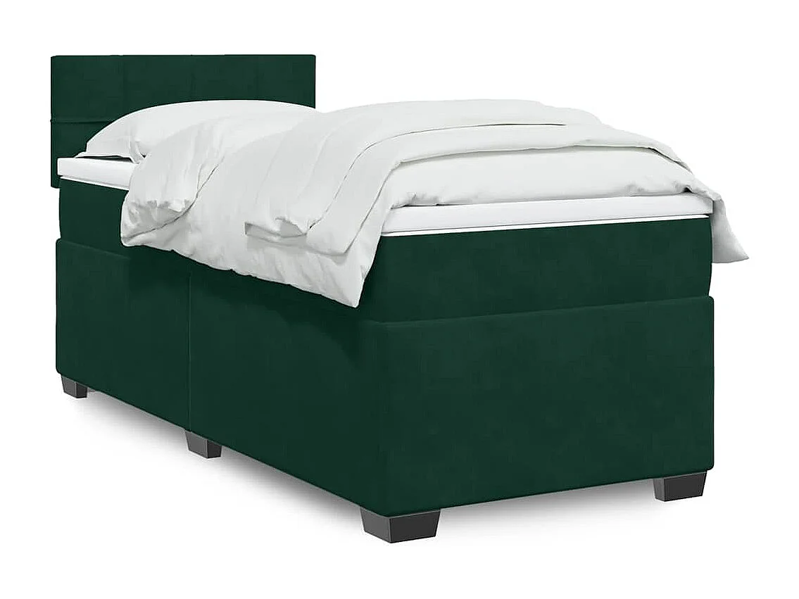 Giroletto a Molle con Materasso Verde Scuro 80x200 cm Velluto