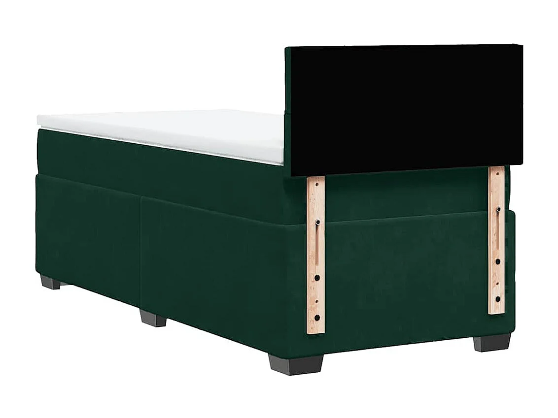 Cama box spring con colchón terciopelo verde oscuro 80x200 cm