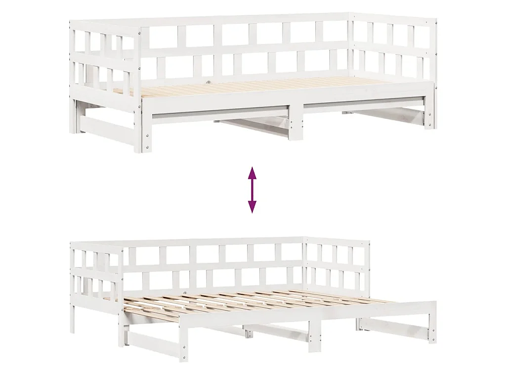 Sofá cama nido con cajones sin colchón blanco 80x200 cm