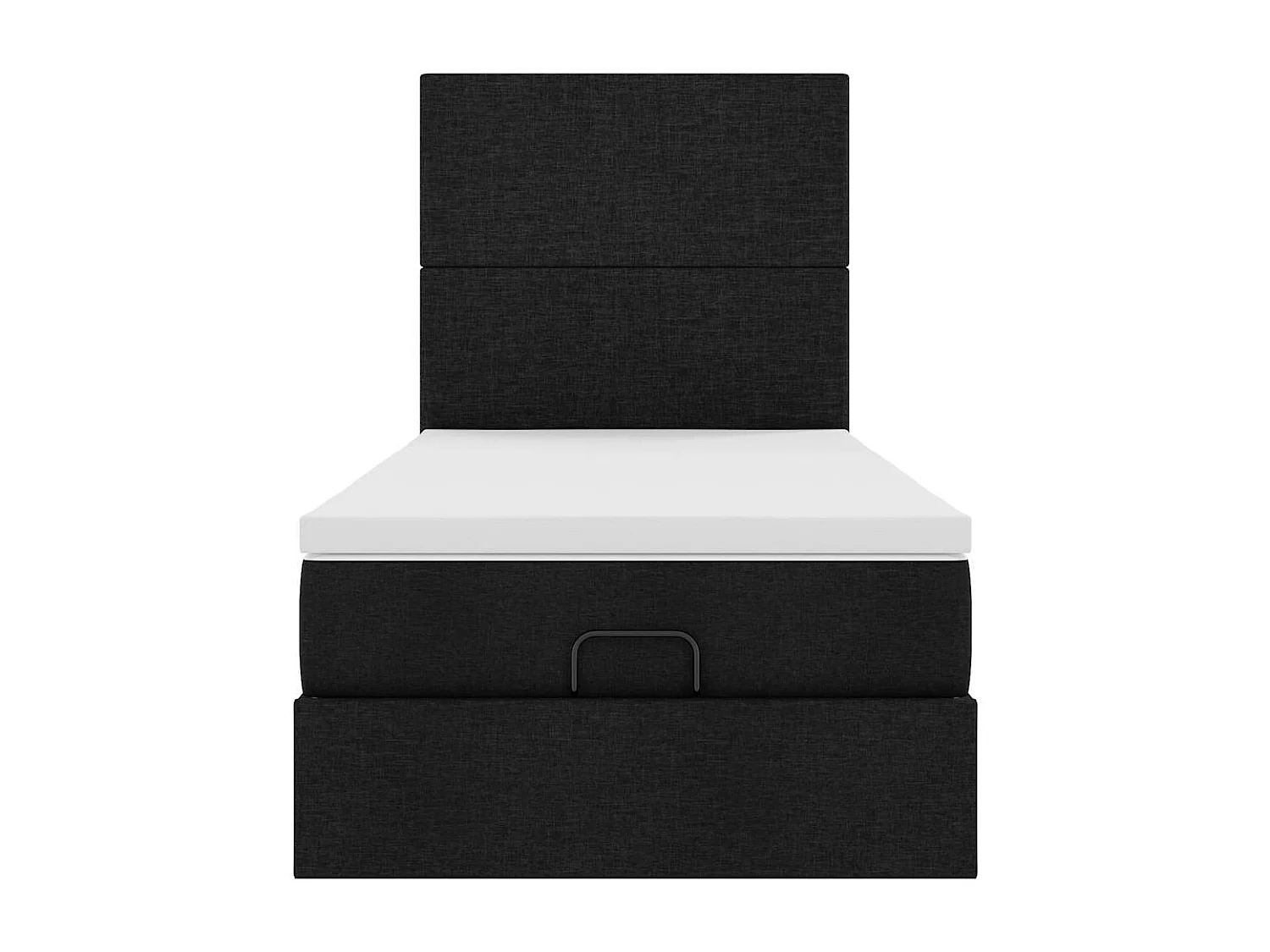 Pouf Letto con Materasso e LED Nero 80x200cm in Tessuto
