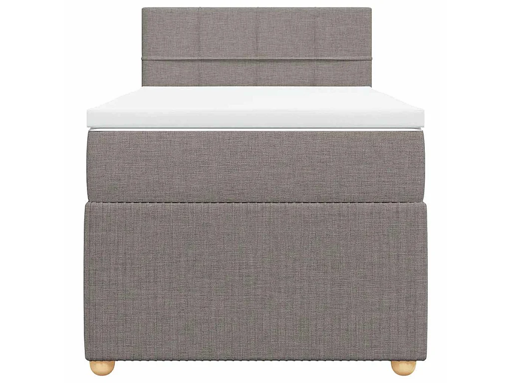 Cama box spring con colchón tela gris taupe 80x200 cm