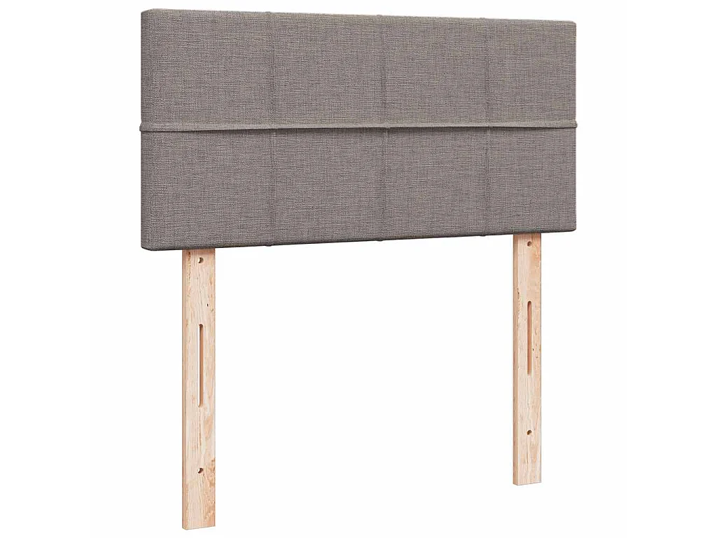 Cama box spring con colchón tela gris taupe 80x200 cm