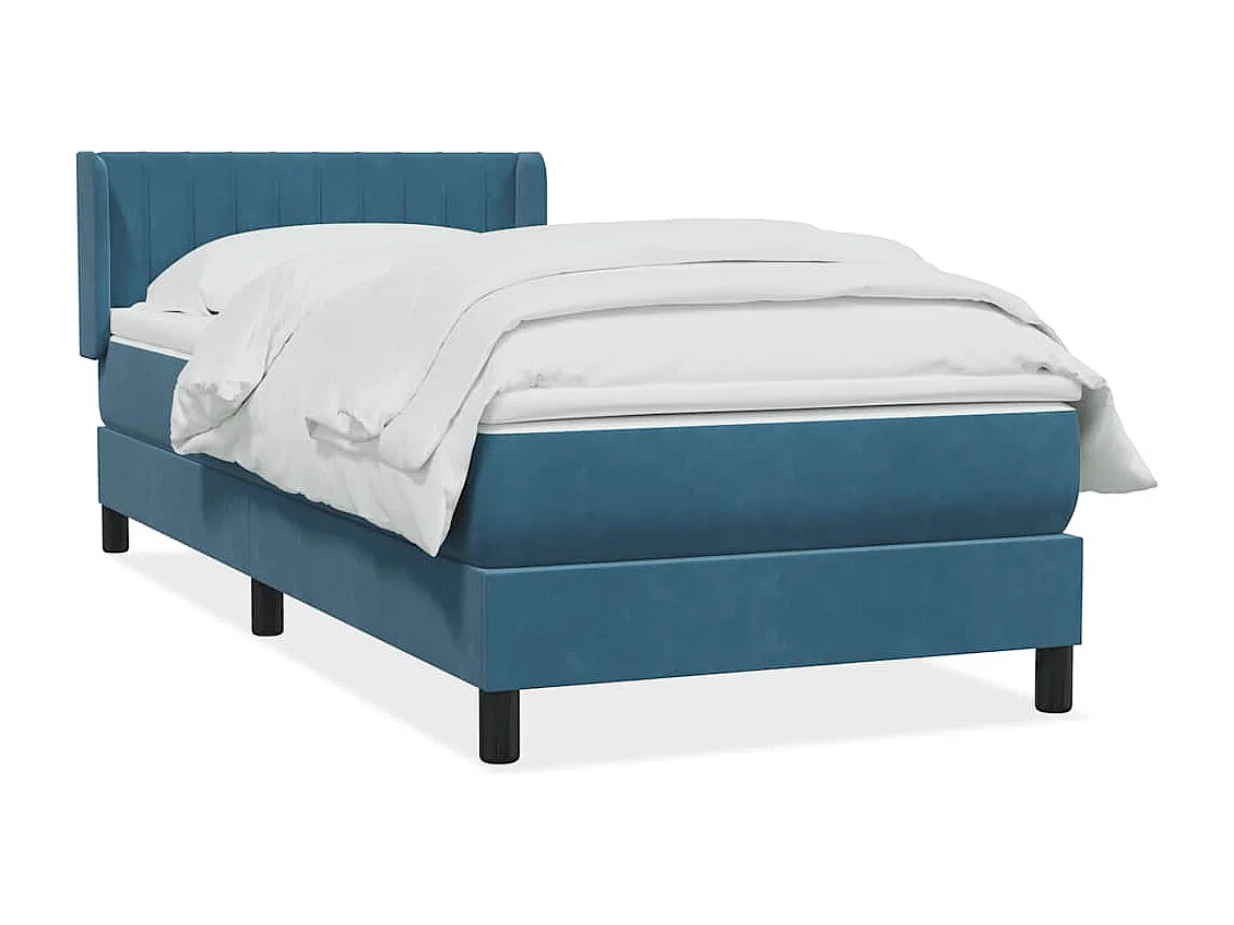 Giroletto a Molle con Materasso Blu Scuro 80x220 cm Velluto