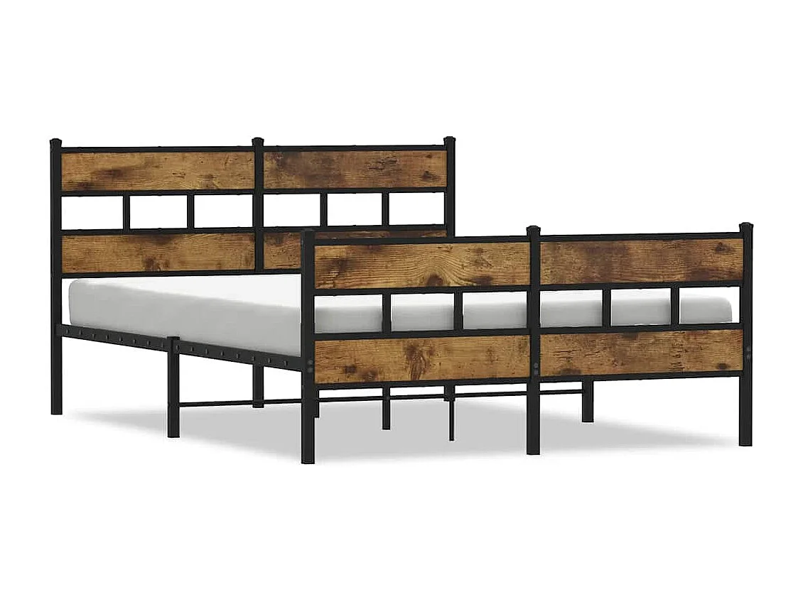 Estructura de cama sin colchón metal roble ahumado 135x190 cm