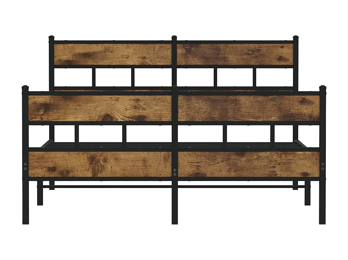 Estructura de cama sin colchón metal roble ahumado 135x190 cm