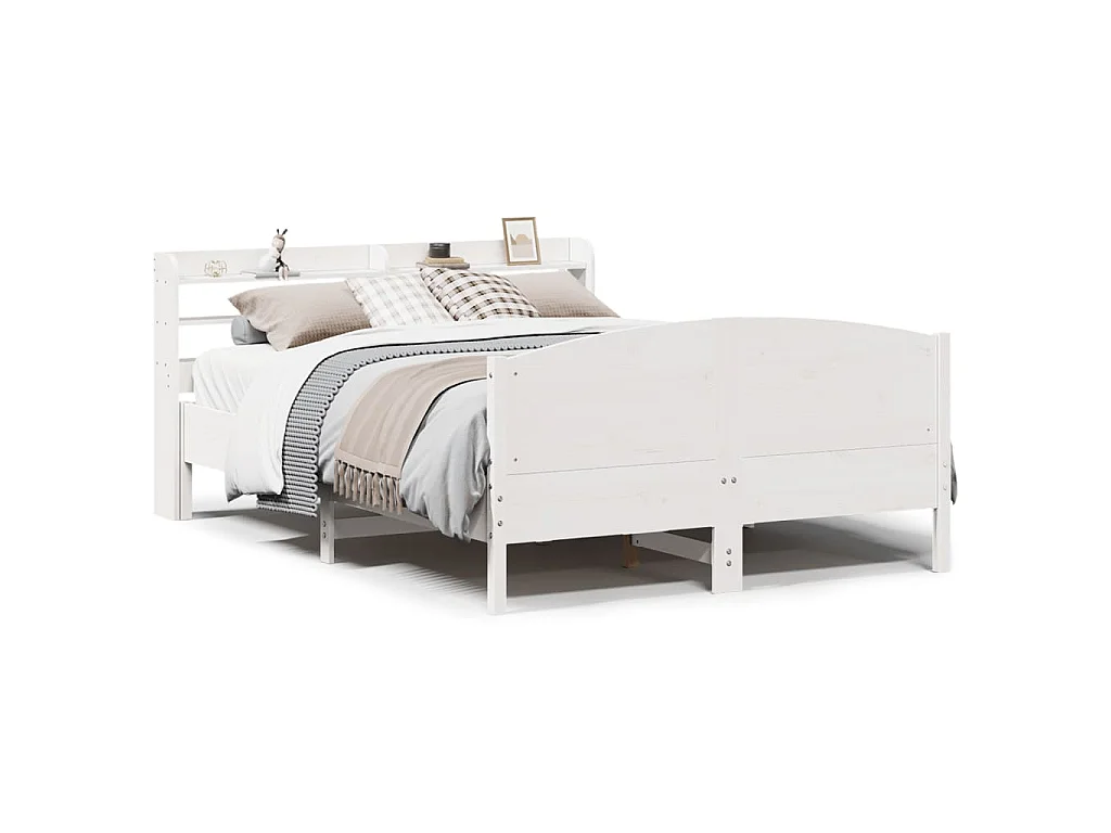 Cama sem colchão 135x190 cm madeira de pinho maciça branco