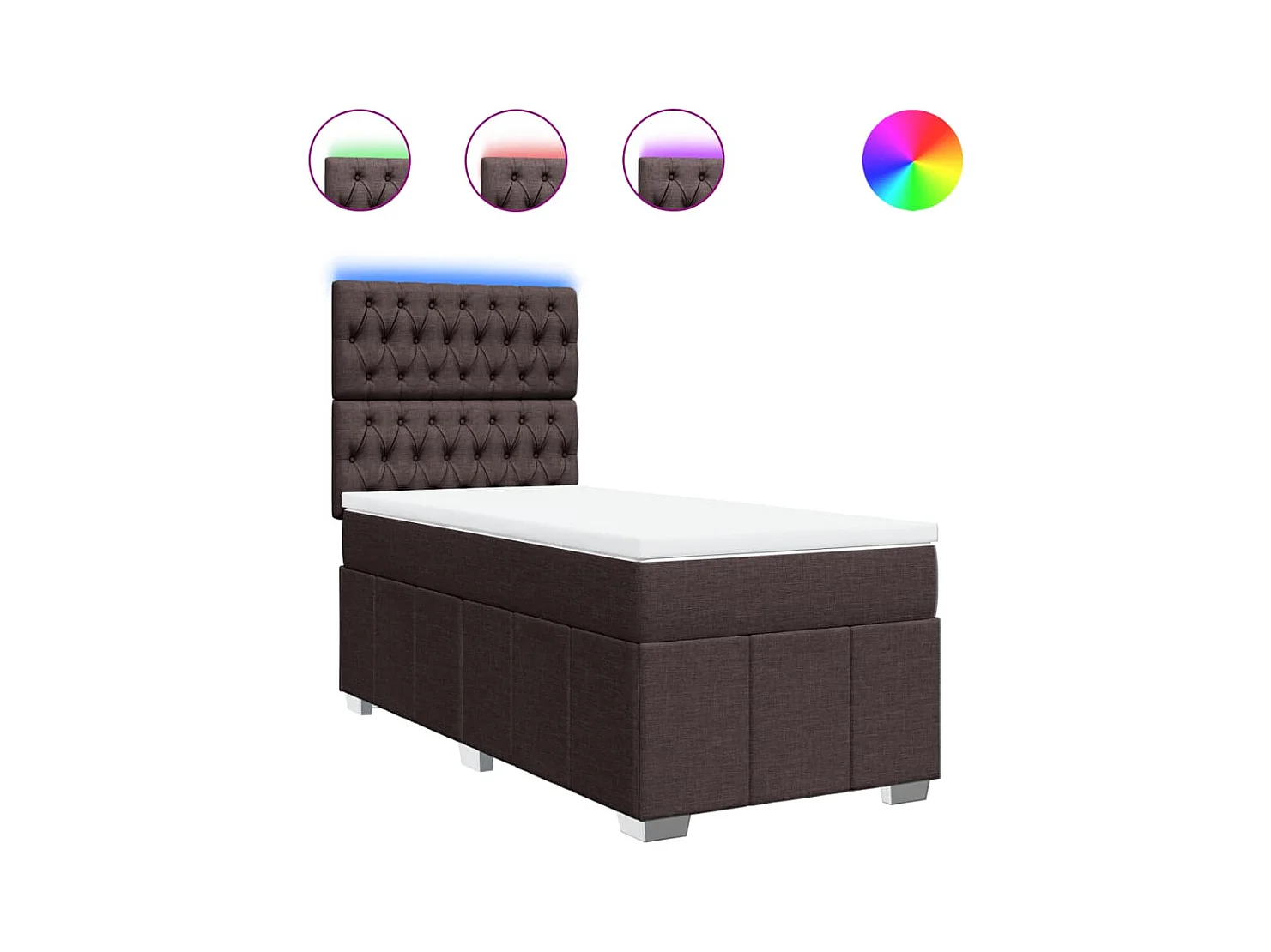 Cama com molas/colchão 80x200 cm tecido castanho-escuro