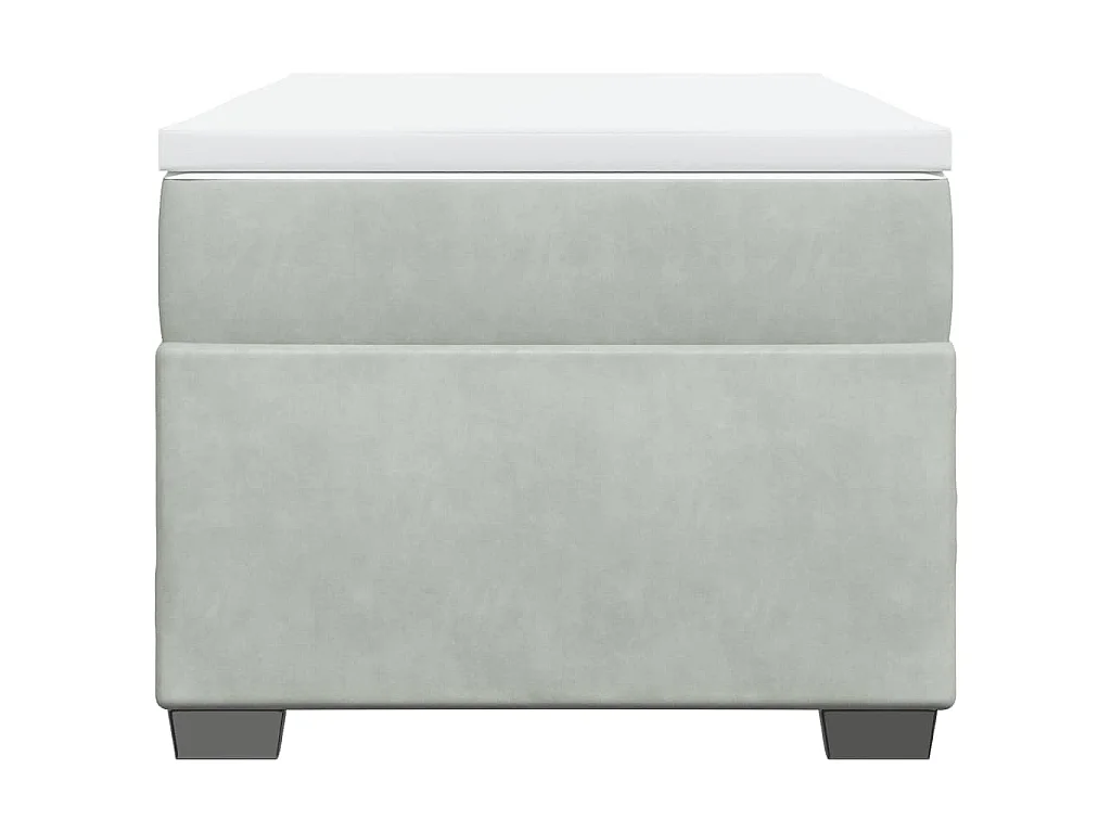 Cama box spring con colchón terciopelo gris claro 80x200 cm