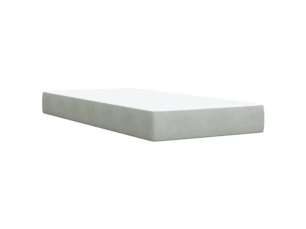 Cama box spring con colchón terciopelo gris claro 80x200 cm