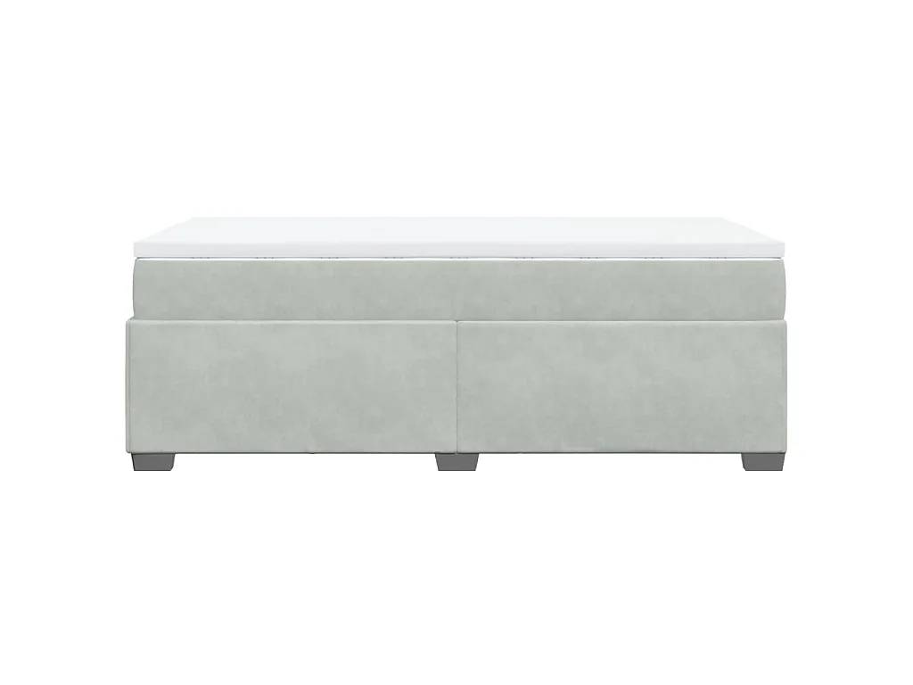 Cama box spring con colchón terciopelo gris claro 80x200 cm