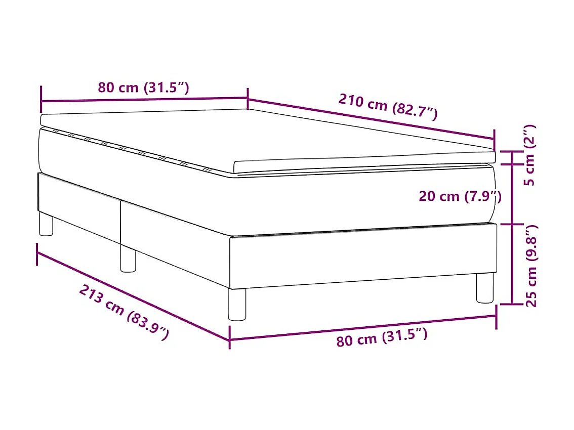 Boxspringbett mit Matratze Dunkelgrau 80x210 cm Samt