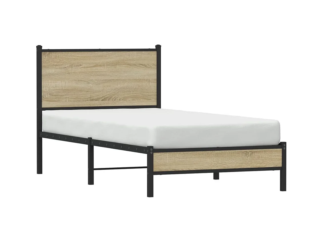 Metallbett ohne Matratze Sonoma-Eiche 75x190 cm