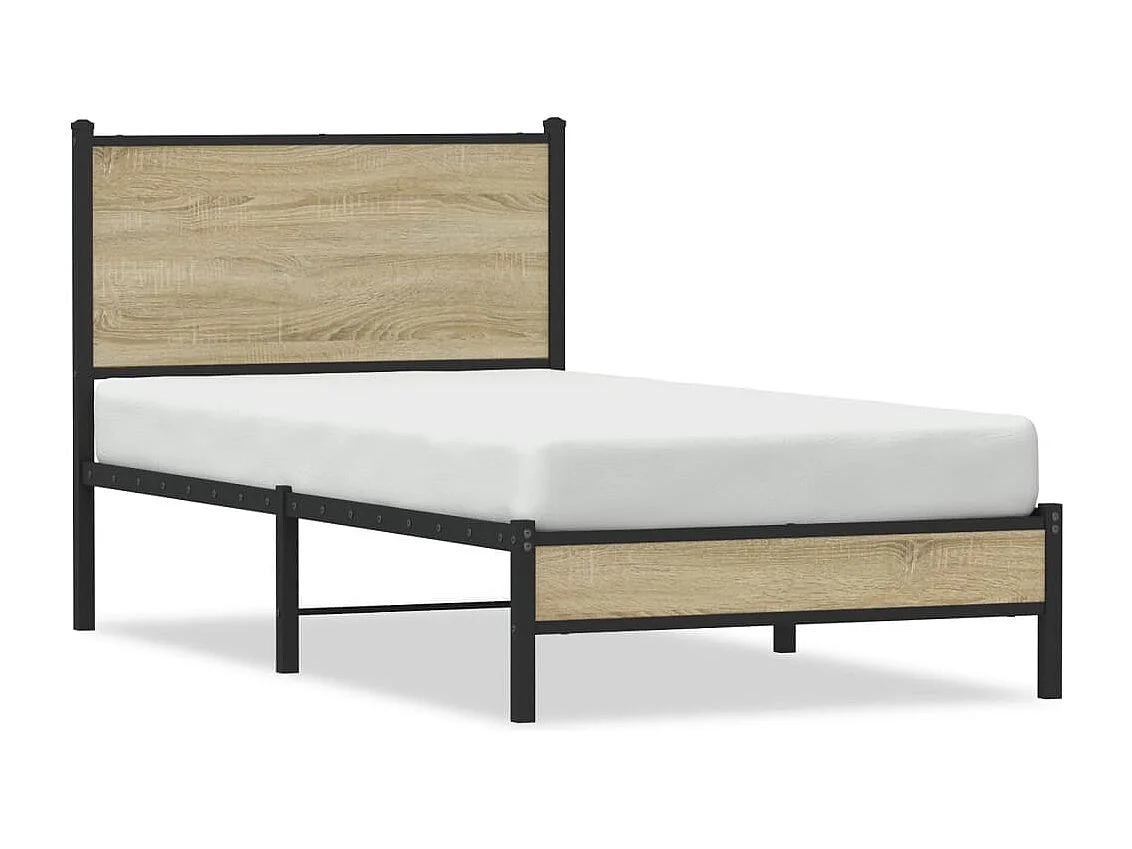 Cadre de lit en métal sans matelas chêne sonoma 75x190 cm