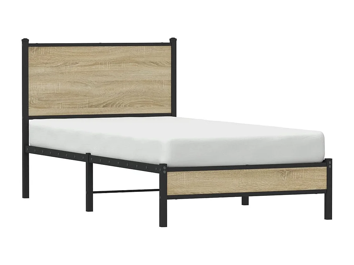 Cadre de lit en métal sans matelas chêne sonoma 75x190 cm