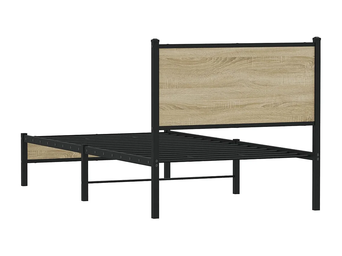 Cadre de lit en métal sans matelas chêne sonoma 75x190 cm