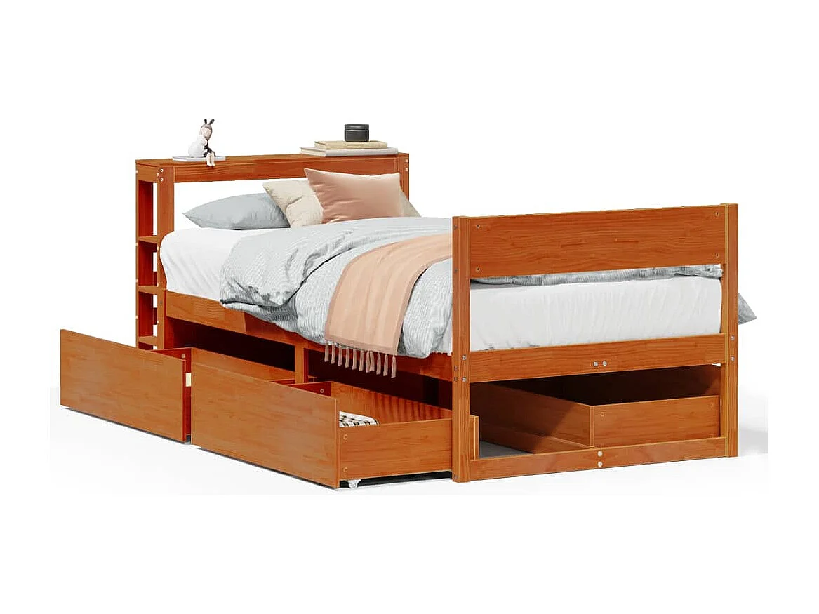Letto senza Materasso Marrone Cera 75x190 cm in Legno di Pino
