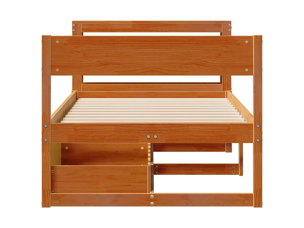 Cama sem colchão 75x190 cm madeira de pinho maciça castanho-mel