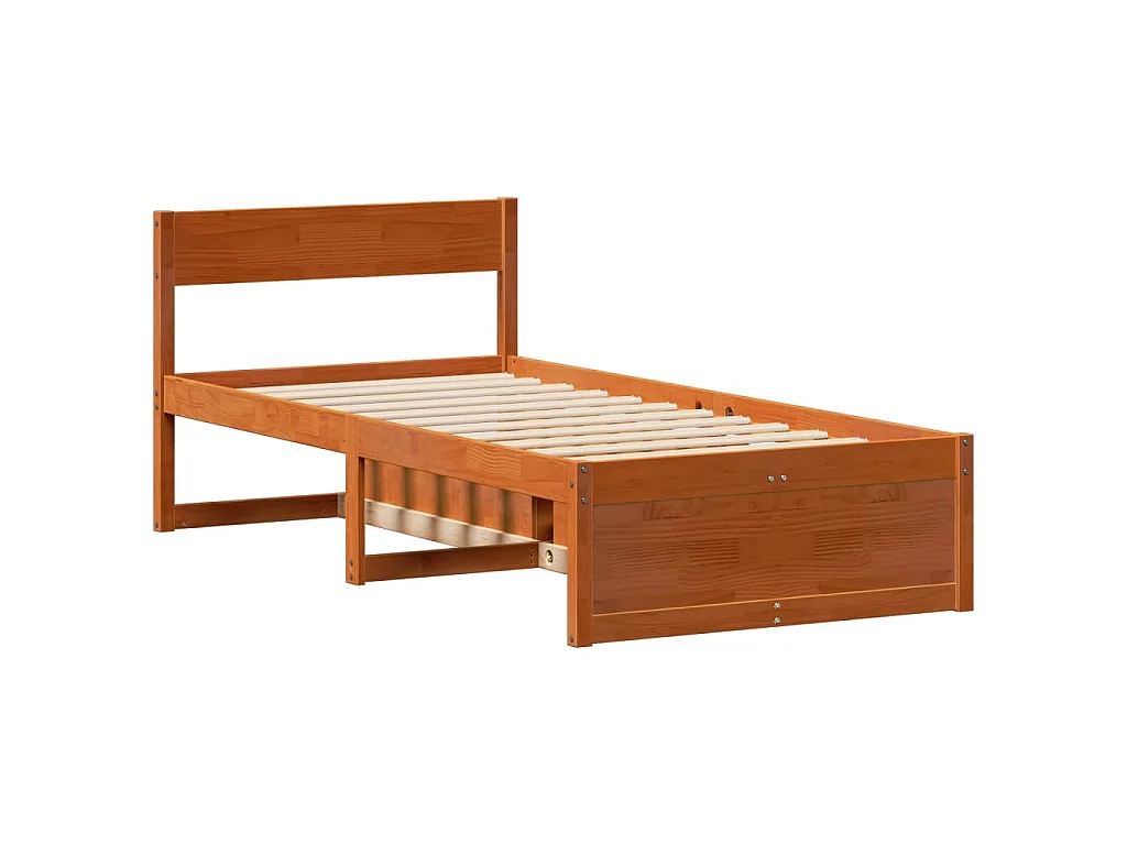 Cama sem colchão 75x190 cm madeira de pinho maciça castanho-mel