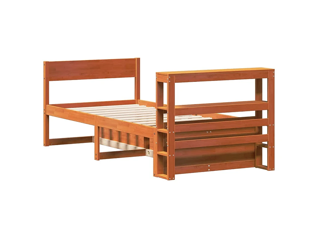 Cama sem colchão 75x190 cm madeira de pinho maciça castanho-mel