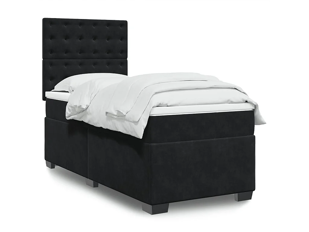 Boxspring met matras fluweel zwart 80x200 cm