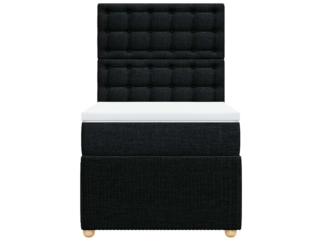 Cama box spring con colchón tela negro 80x200 cm