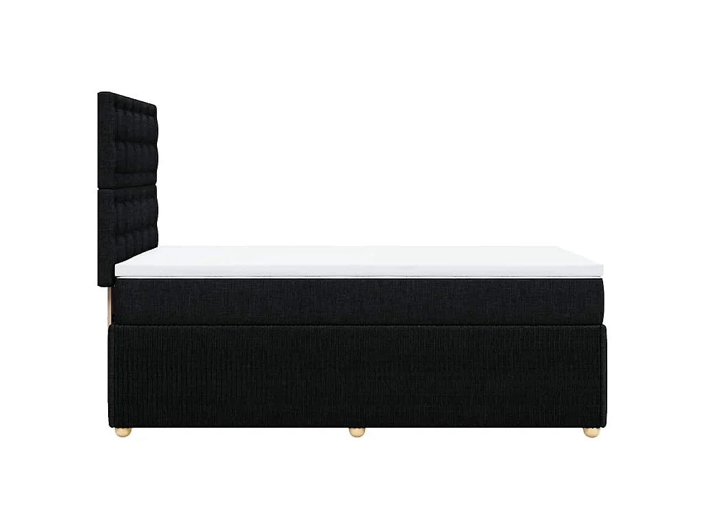 Cama box spring con colchón tela negro 80x200 cm