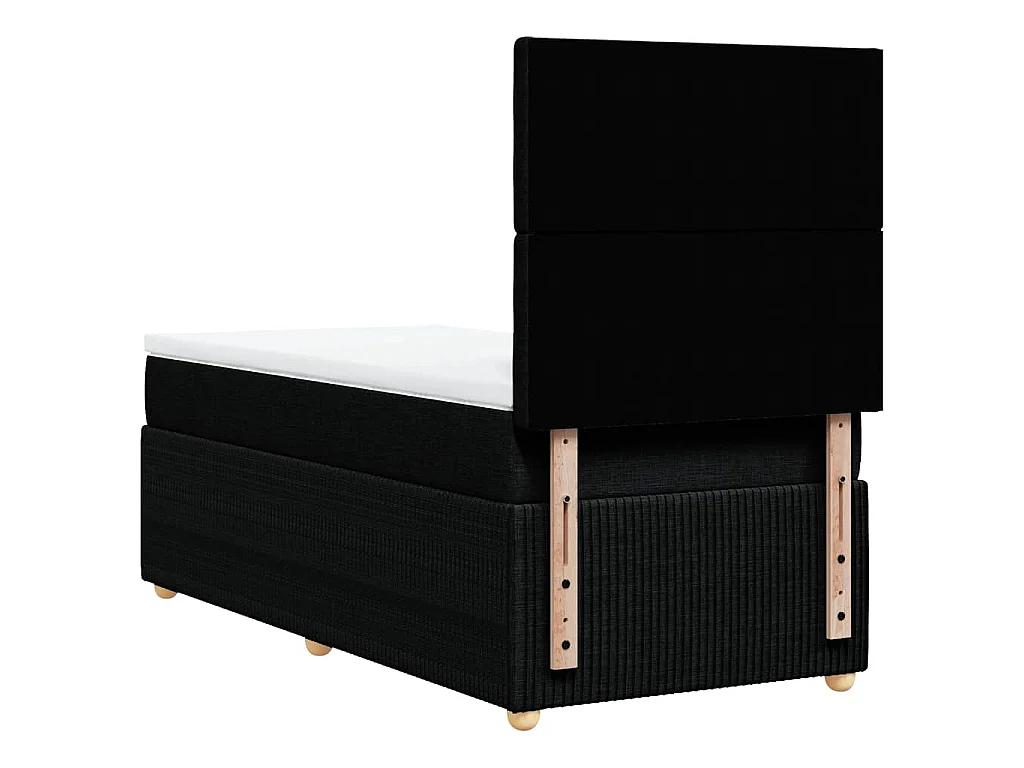 Cama box spring con colchón tela negro 80x200 cm