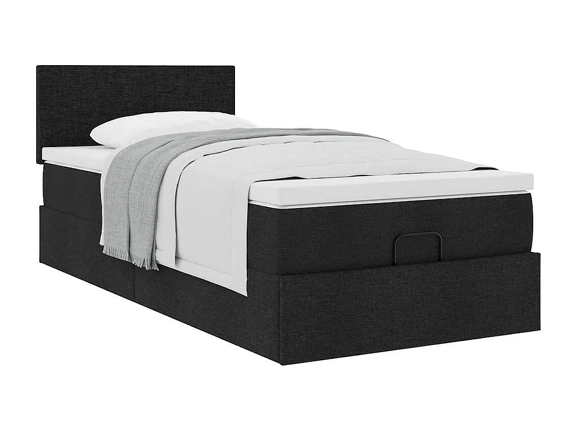 Ottoman bed met matras 80x200cm stof zwart