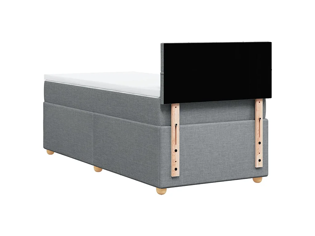 Cama box spring con colchón tela gris claro 80x200 cm