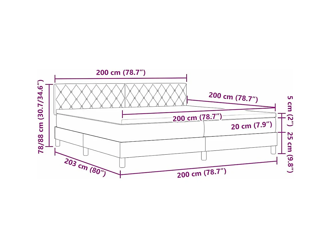 Boxspringbed met Matras met matras Zwart 200 x 200 cm Stof