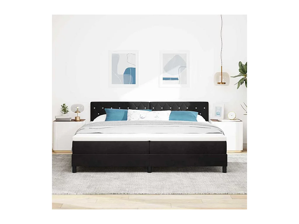 Boxspringbed met Matras met matras Zwart 200 x 200 cm Stof
