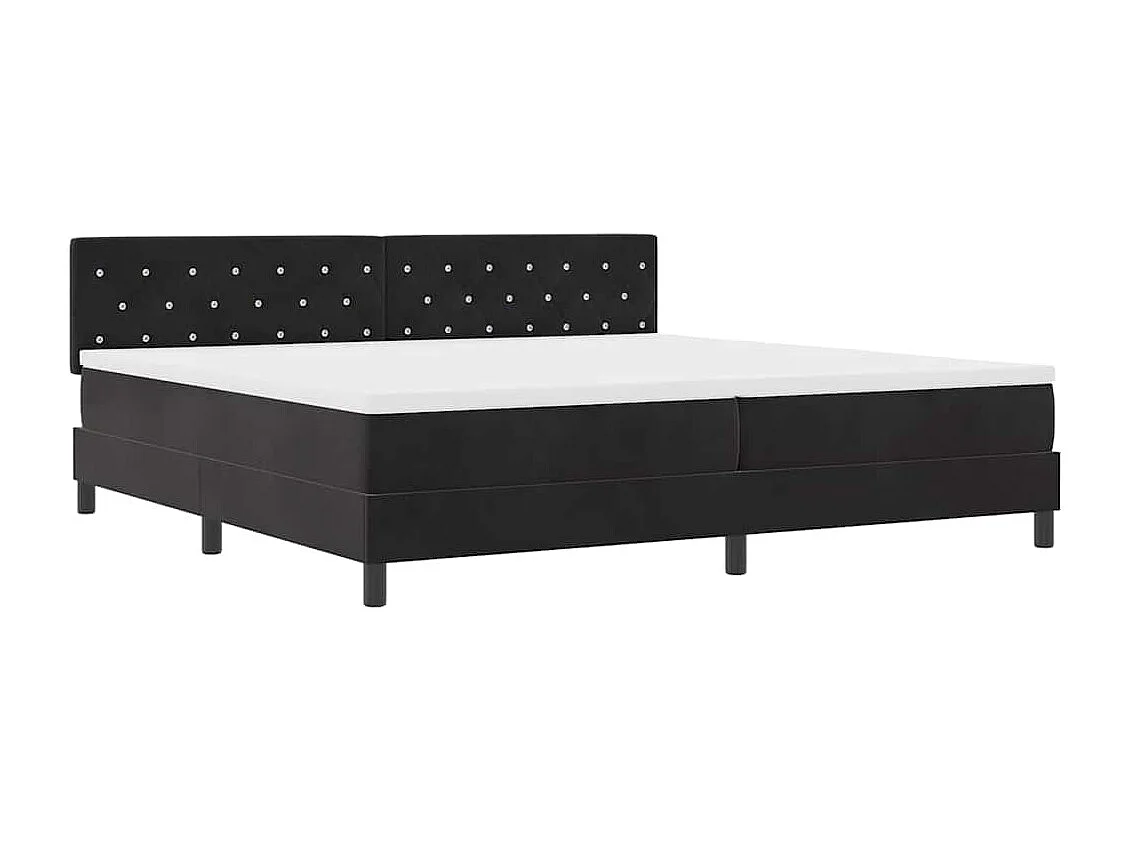 Cama tipo Box Spring con colchón Negro 200 x 200 cm Terciopelo