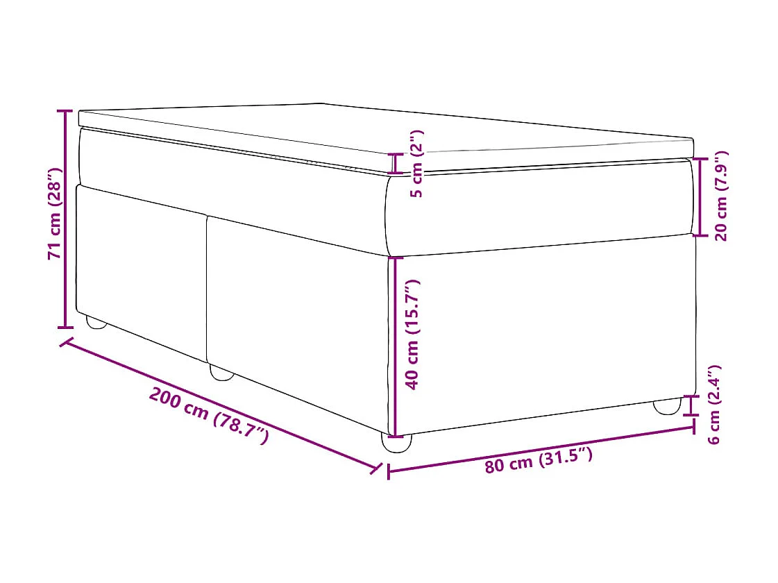 Boxspring met matras stof zwart 80x200 cm