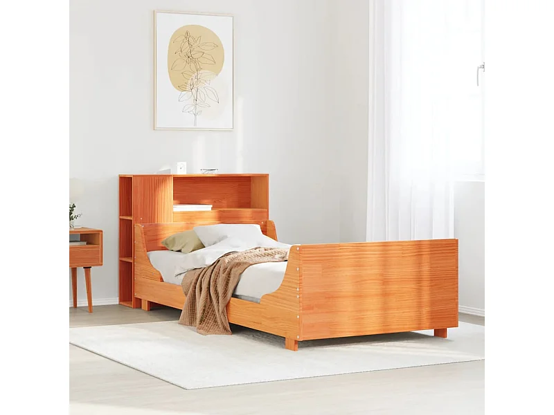 Massivholzbett ohne Matratze Wachsbraun 75x190 cm Kiefernholz