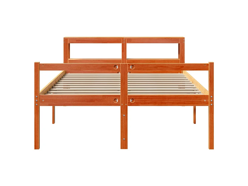 Bettgestell mit Kopfteil ohne Matratze Wachsbraun 135x190 cm