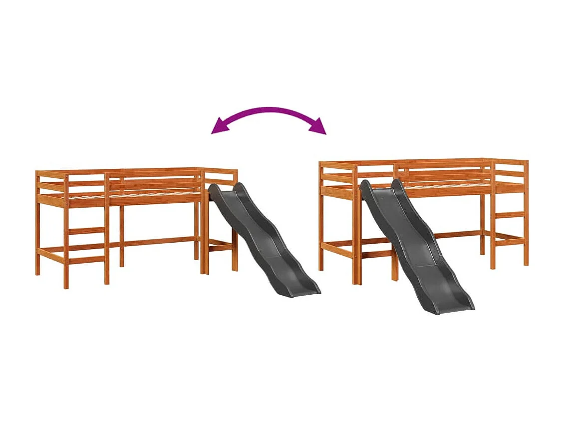 Lit mezzanine d'enfants sans matelas 80x200 cm bois pin massif