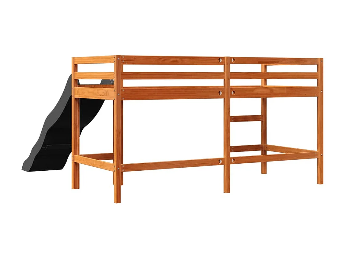 Kinderhochbett ohne Matratze Braun 80x200 cm Massivholz Kiefer