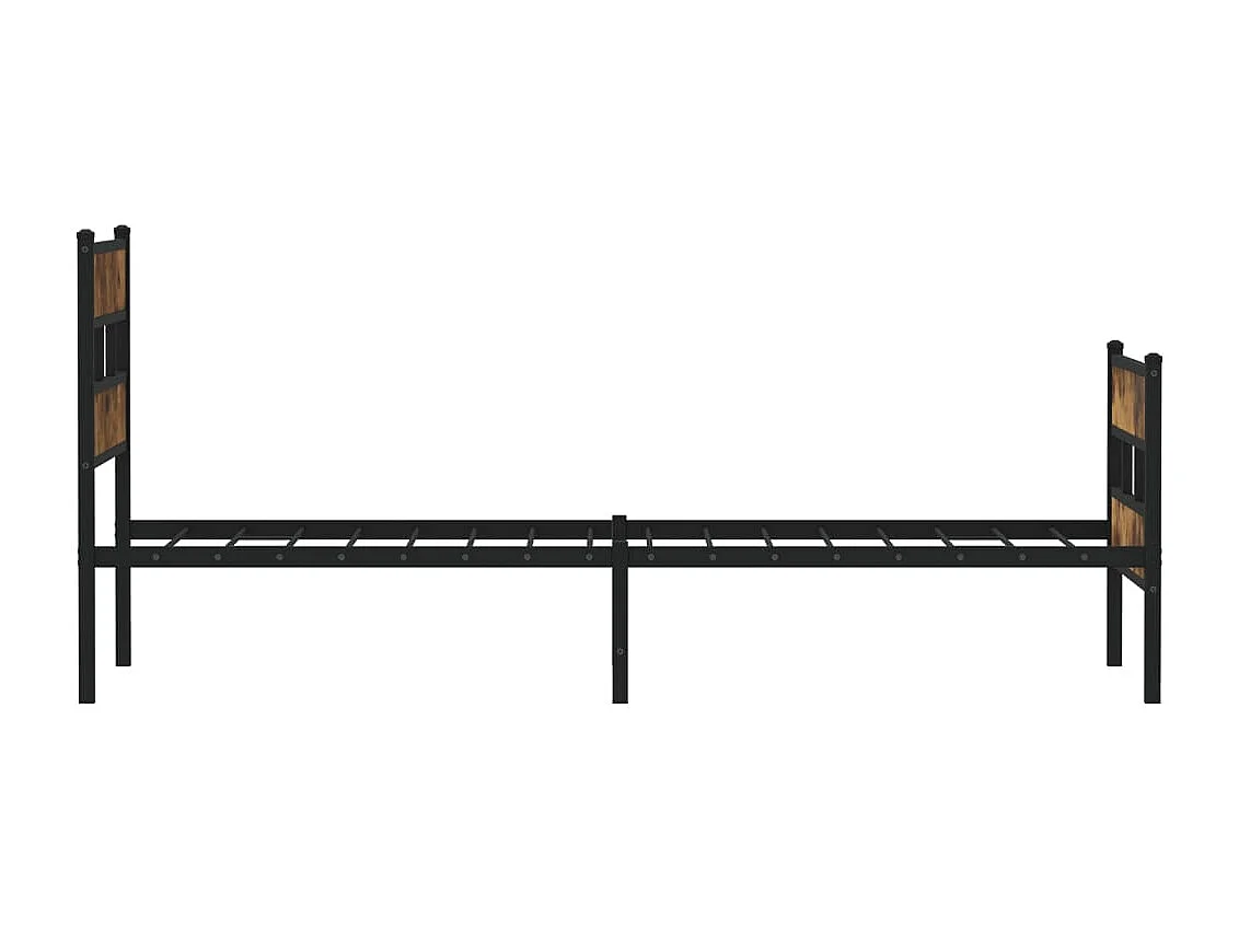 Cadre de lit en métal sans matelas chêne fumé 75x190 cm