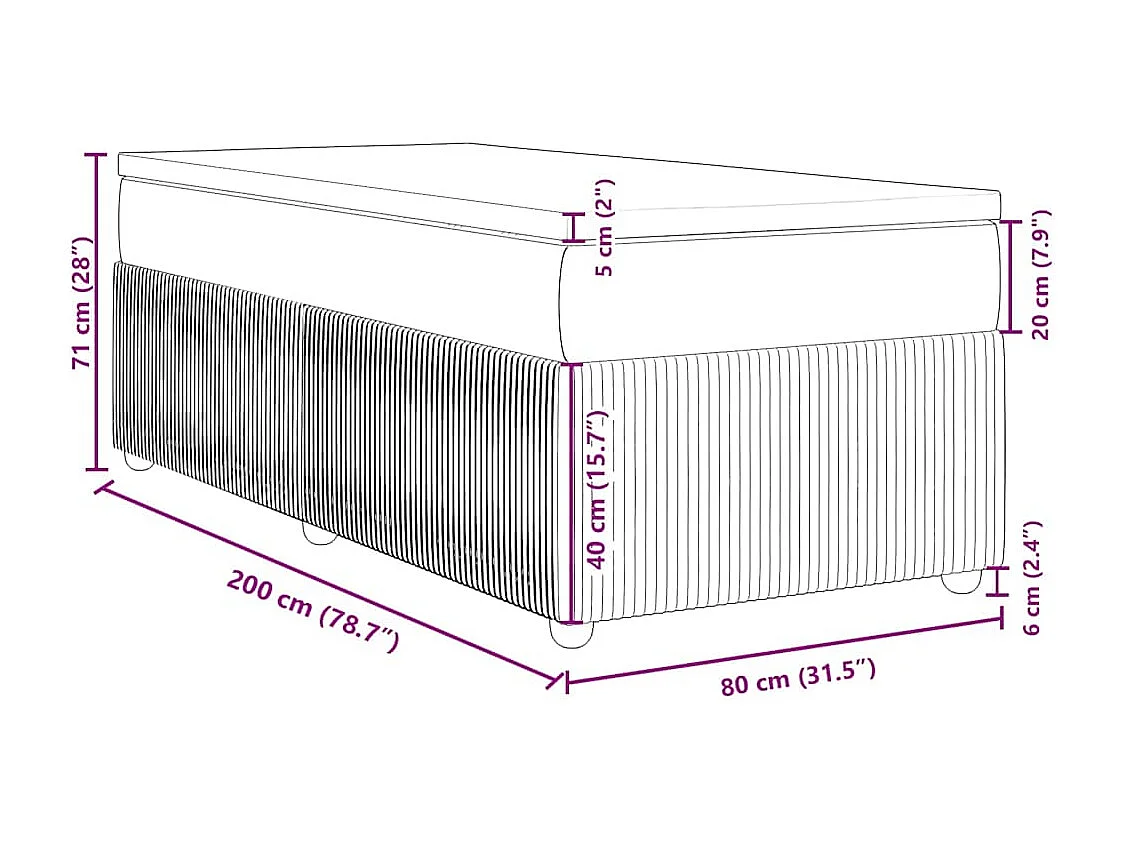 Boxspring met matras stof donkerbruin 80x200 cm